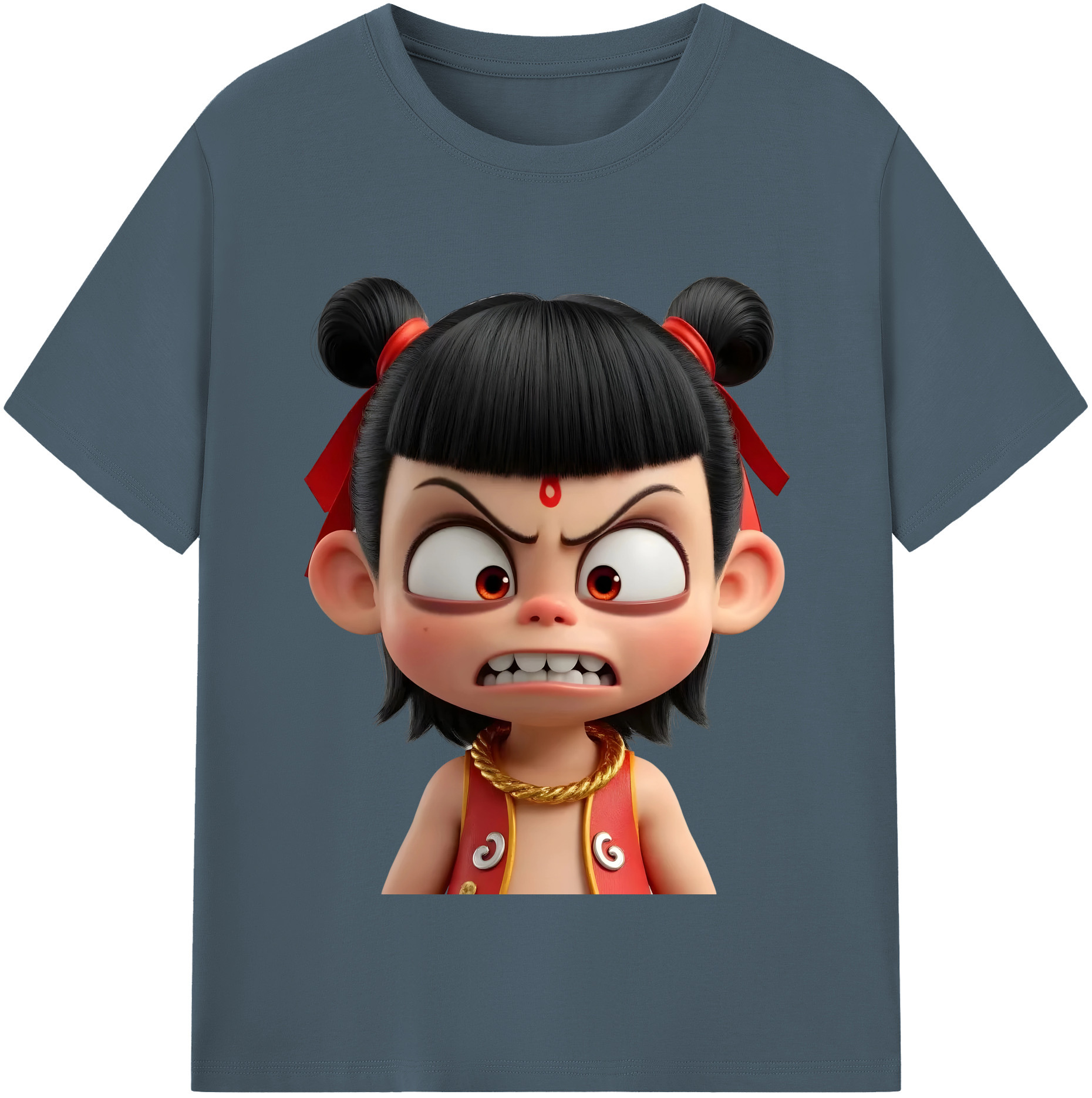 （画像用） Ne Zha 2 ナタ 魔童の大暴れ 綿100％半袖Tシャツ（フロントプリント）